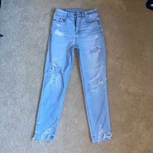 American Eagle ripped high rise mom jeans